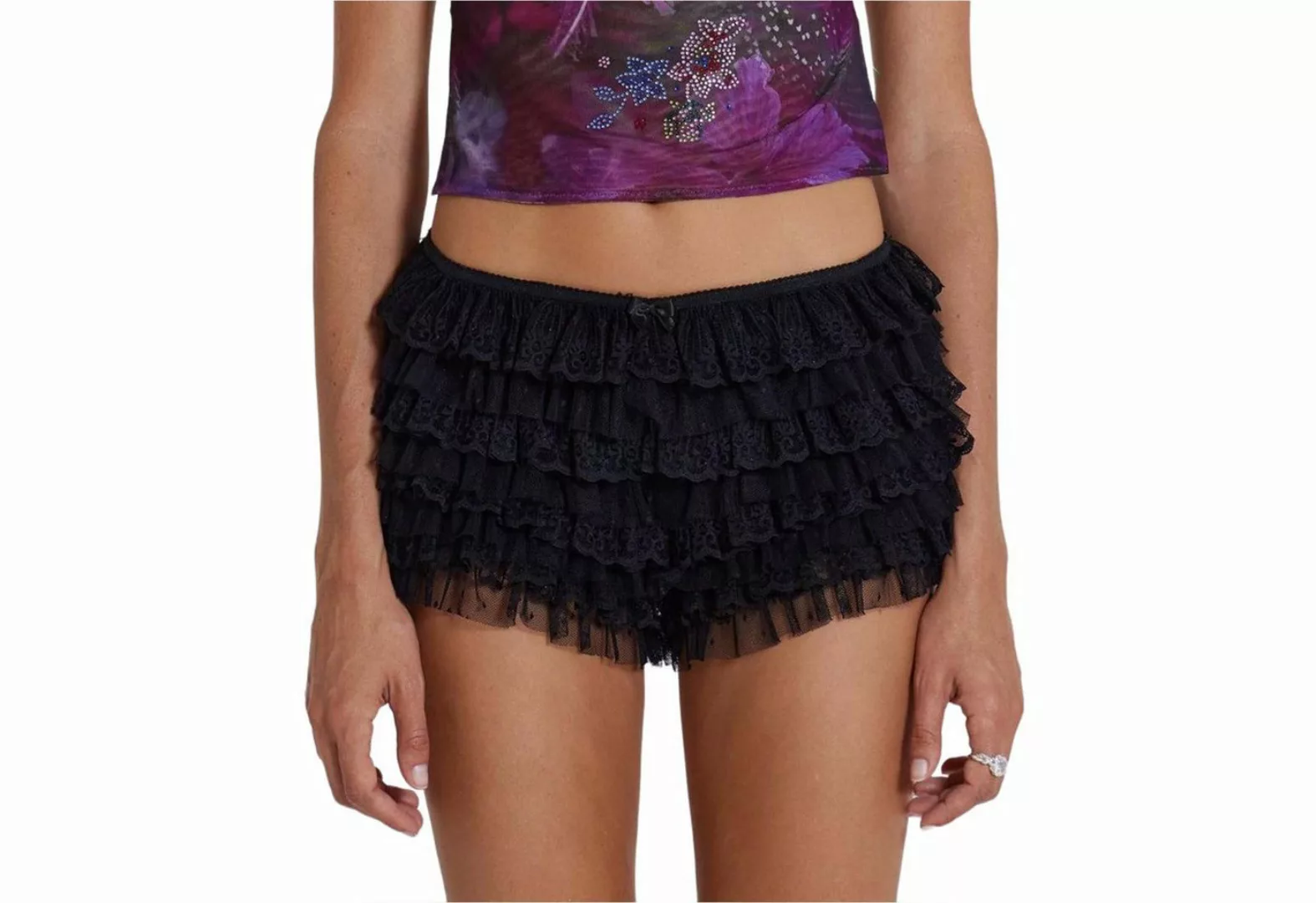 Refttenw Shorts Sexy Shorts mit Rüschenspitze für Damen, mehrlagige Pumphos günstig online kaufen