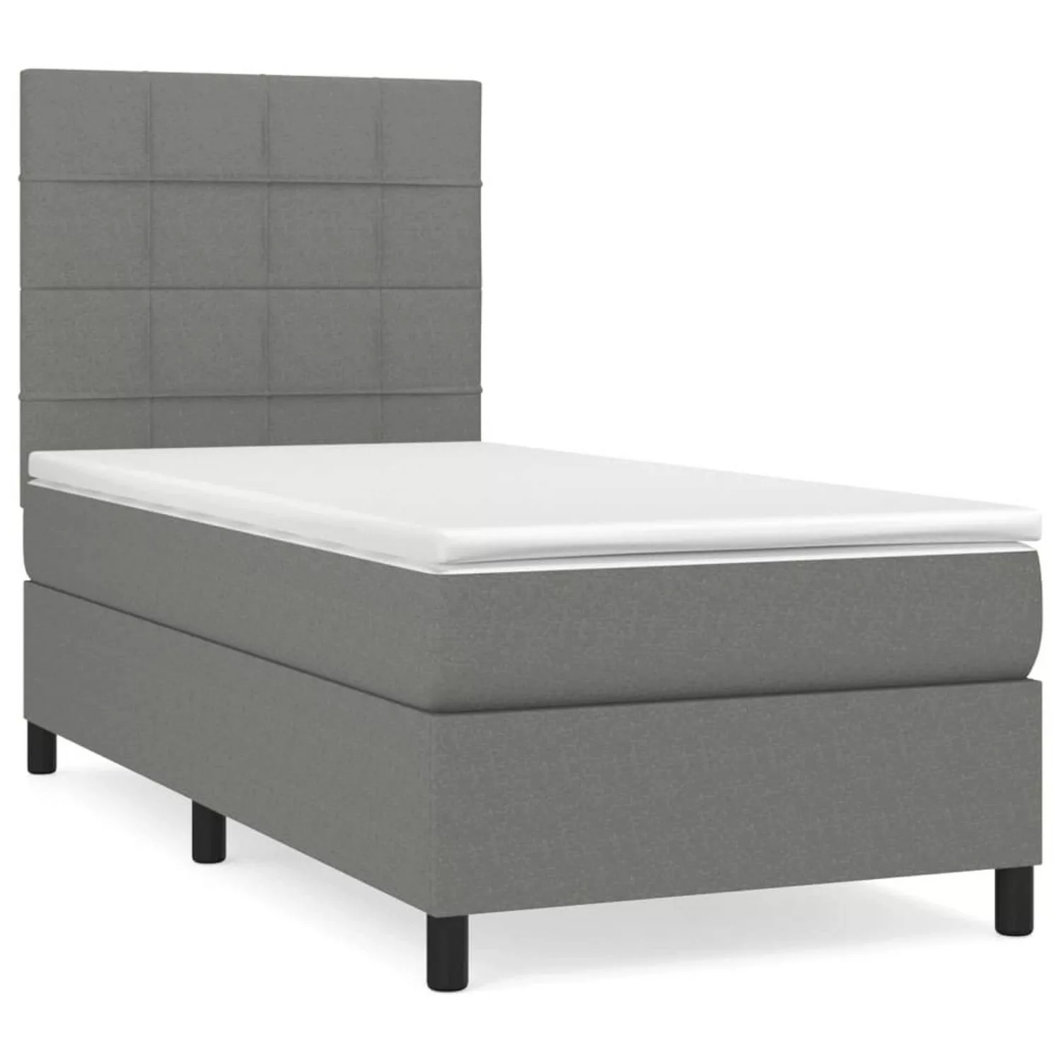 vidaXL Boxspringbett Boxspringbett mit Matratze Dunkelgrau 90x200 cm Stoff günstig online kaufen