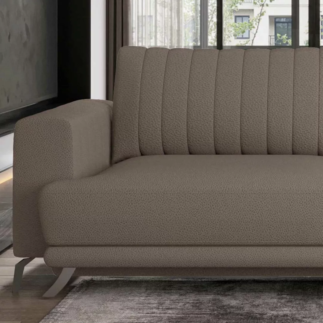 Sofa Couch in Taupe mit Armlehnen günstig online kaufen