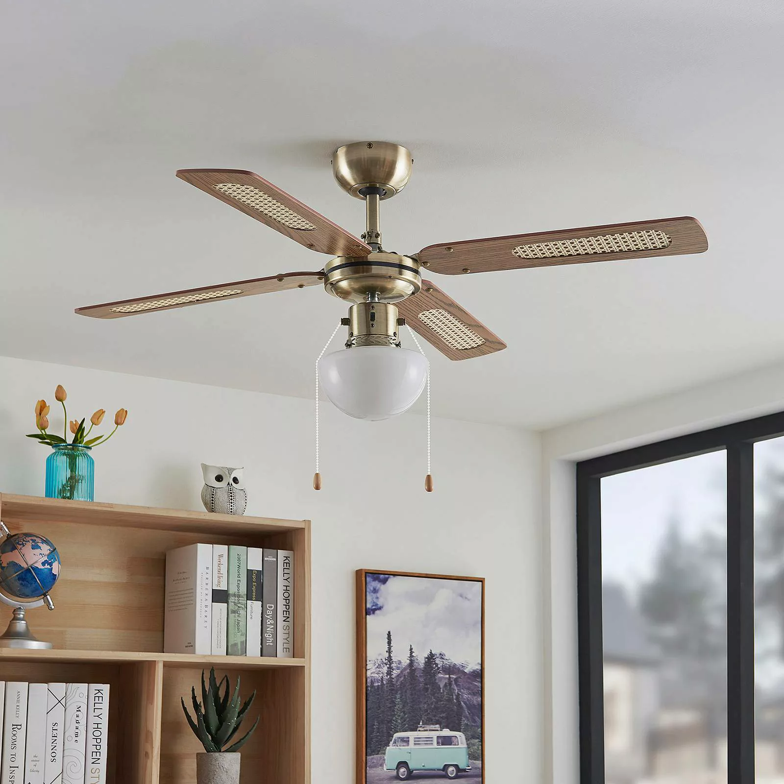 Lindby Deckenventilator mit Licht Rakan, leise, Ø 106 cm günstig online kaufen