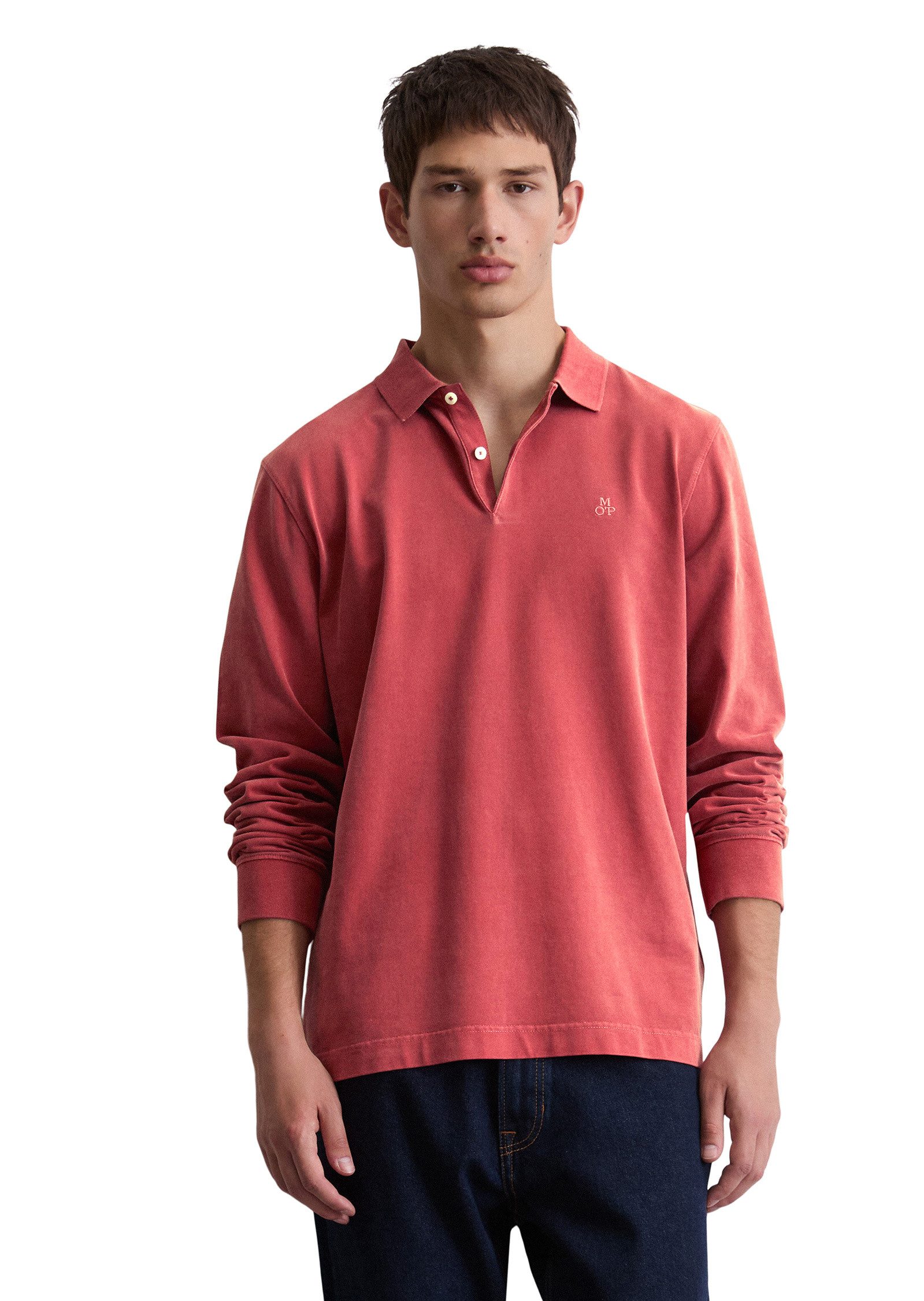 Marc O'Polo Langarm-Poloshirt aus reiner Bio-Baumwolle günstig online kaufen
