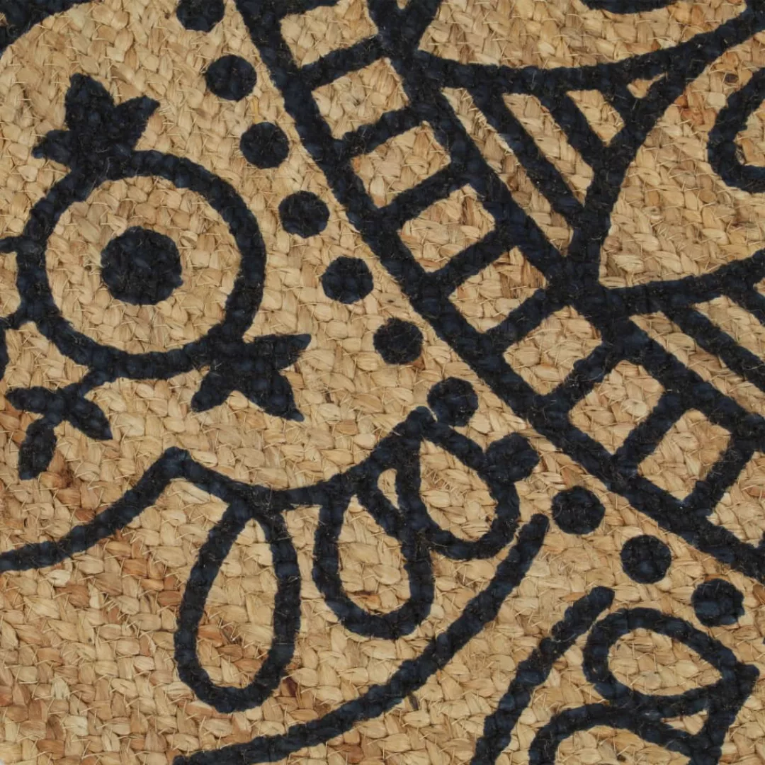 Teppich Handgefertigt Jute Mit Dunkelblauem Aufdruck 120 Cm günstig online kaufen