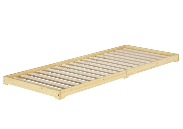 ERST-HOLZ Einzelbett Überlanges Holzbett Kiefer massiv extra niedrig 90x220 günstig online kaufen