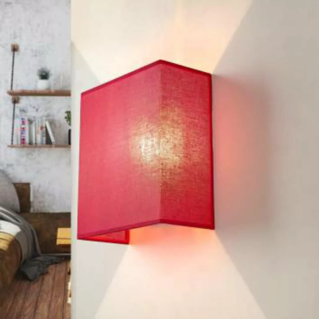 Stoff Wandlampe ALICE Rot eckig Loft Modern E27 Flur günstig online kaufen
