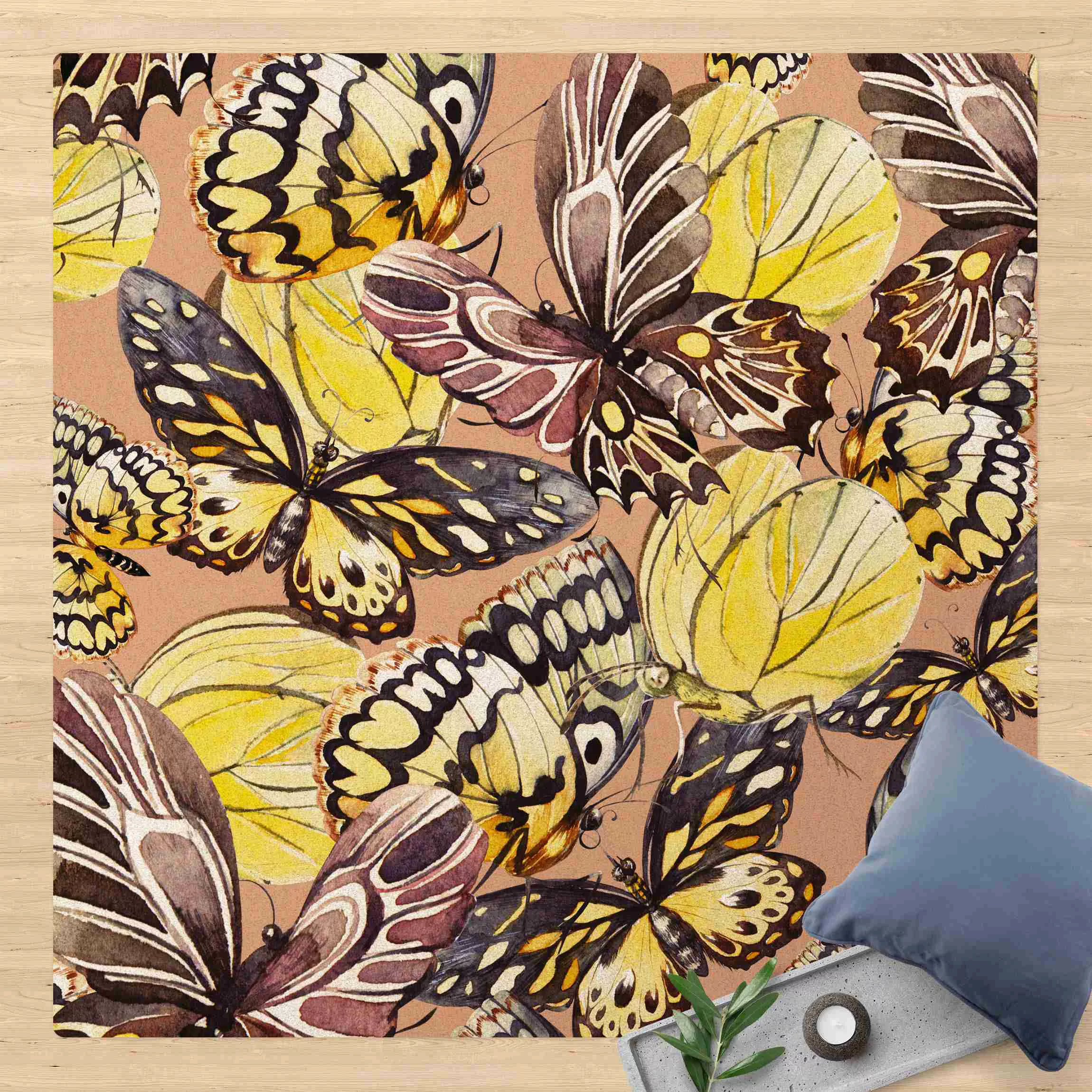 Kork-Teppich Schwarm von Schmetterlingen Zitronenfalter günstig online kaufen