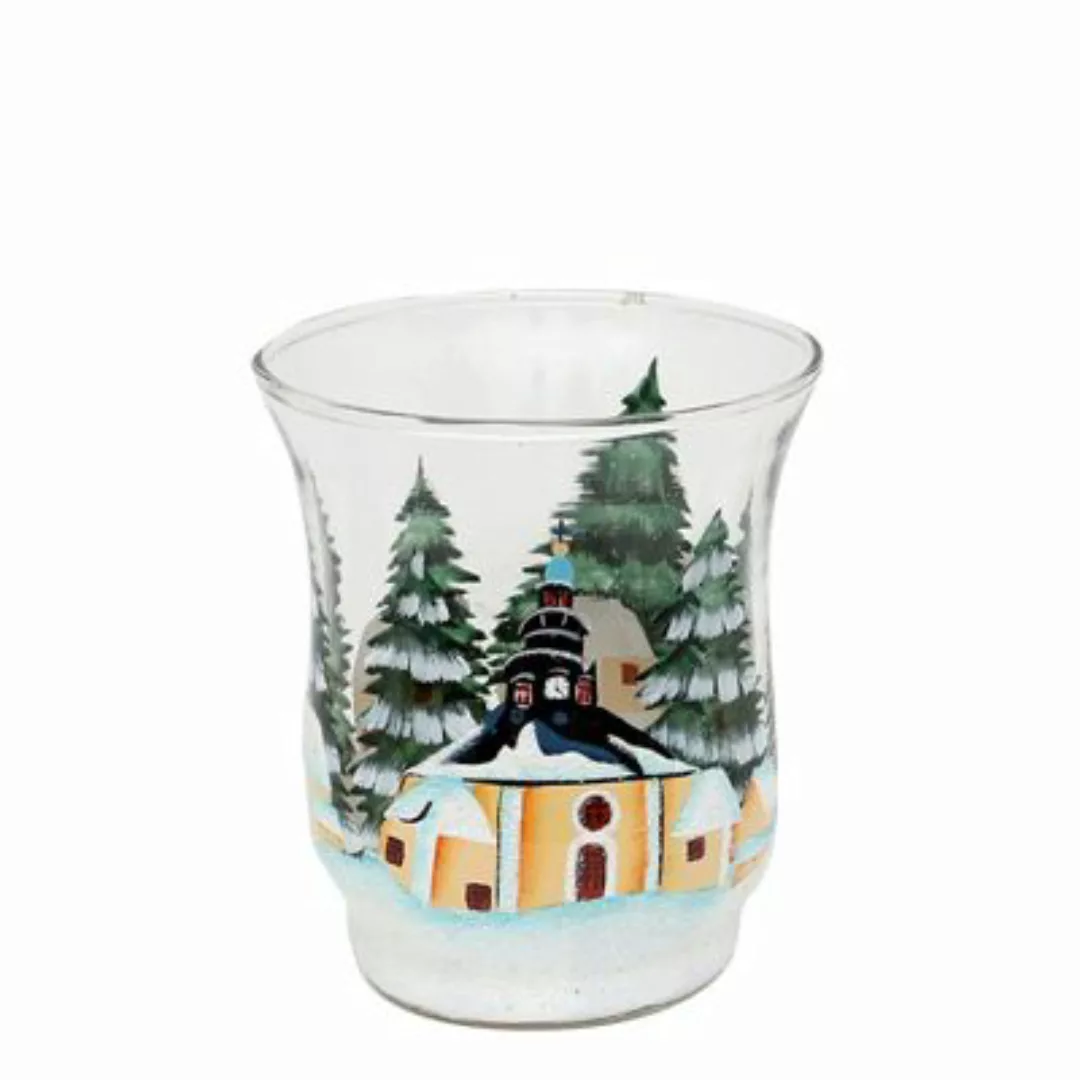 Sigro Teelichthalter Ø 8 cm aus Glas mit Weihnachtsmotiv Seiffen 8 x 8 x 9 günstig online kaufen