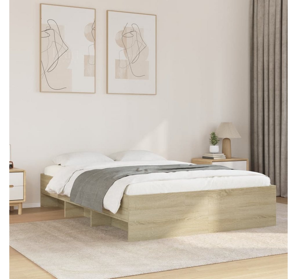 vidaXL Bett, Bettgestell ohne Matratze Sonoma-Eiche 120x200 cm Holzwerkstof günstig online kaufen