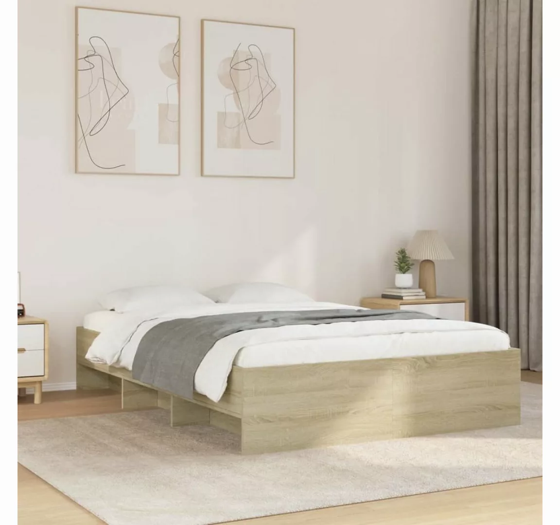 vidaXL Bett, Bettgestell ohne Matratze Sonoma-Eiche 120x200 cm Holzwerkstof günstig online kaufen