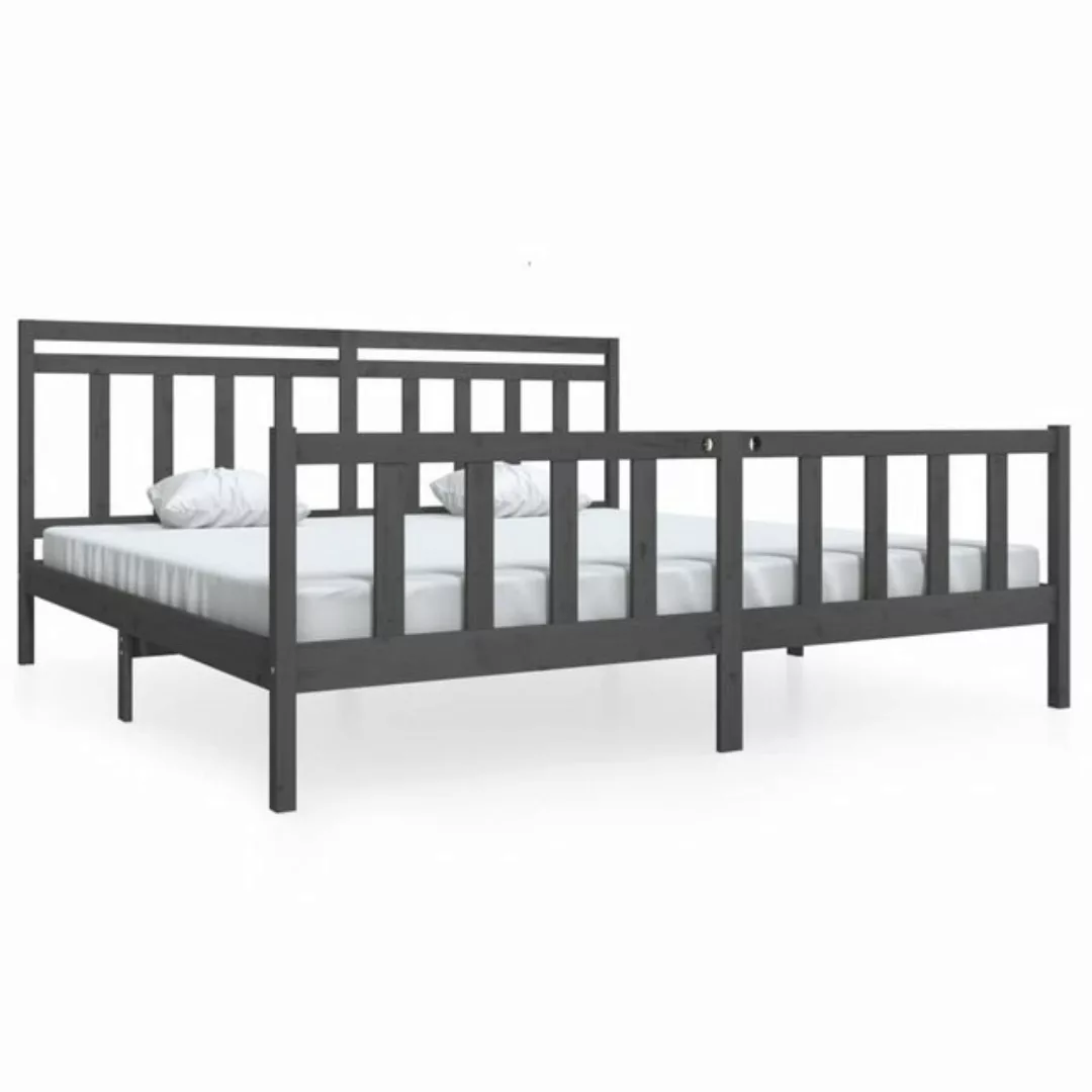 vidaXL Bettgestell Massivholzbett Grau 200x200 cm Doppelbett Bett Bettrahme günstig online kaufen