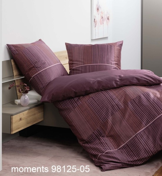 Janine Janine Mako-Satin Bettwäsche moments 98125 beere orange Größe:  155x günstig online kaufen