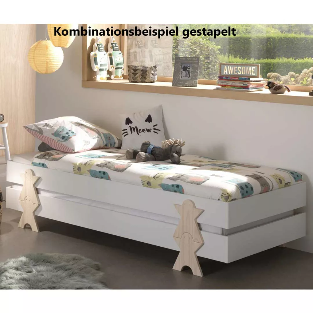 Stapelbett Kinderzimmer in Weiß Kieferfarben günstig online kaufen