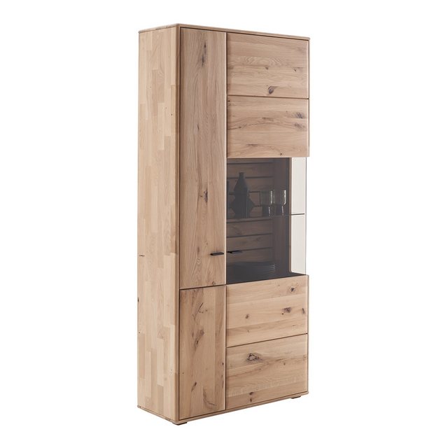 Lomadox Vitrine GALWAY-05 Vitrinenschrank, Eiche massiv geölt, aufgebaut günstig online kaufen