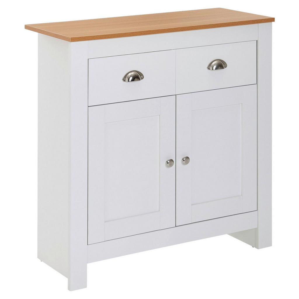 Sideboard mit 2 Schubladen 79x81x34,5 cm Kommode Weiß / Eiche Modern | Desi günstig online kaufen