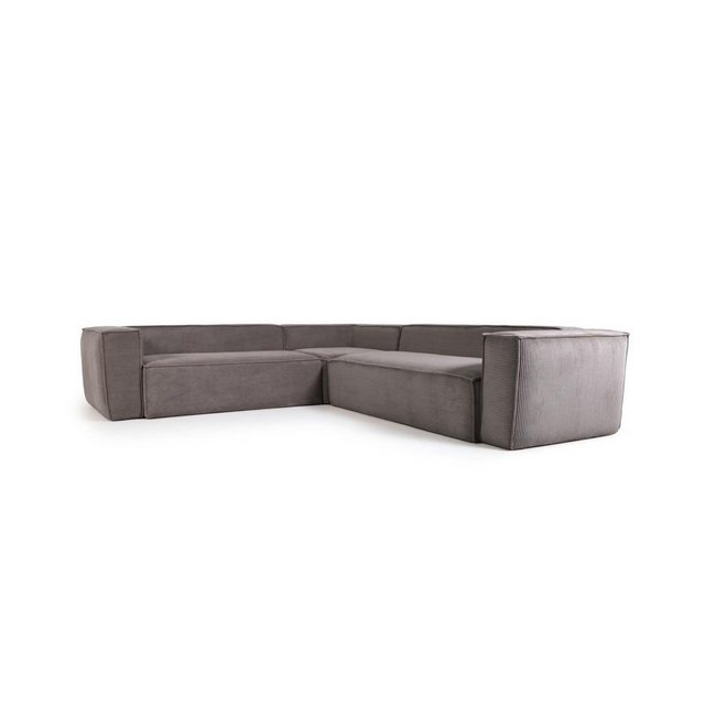 Natur24 Sofa Ecksofa Blok 4-Sitzer in grauem Cord 290x290cm Sitzgelegenheit günstig online kaufen