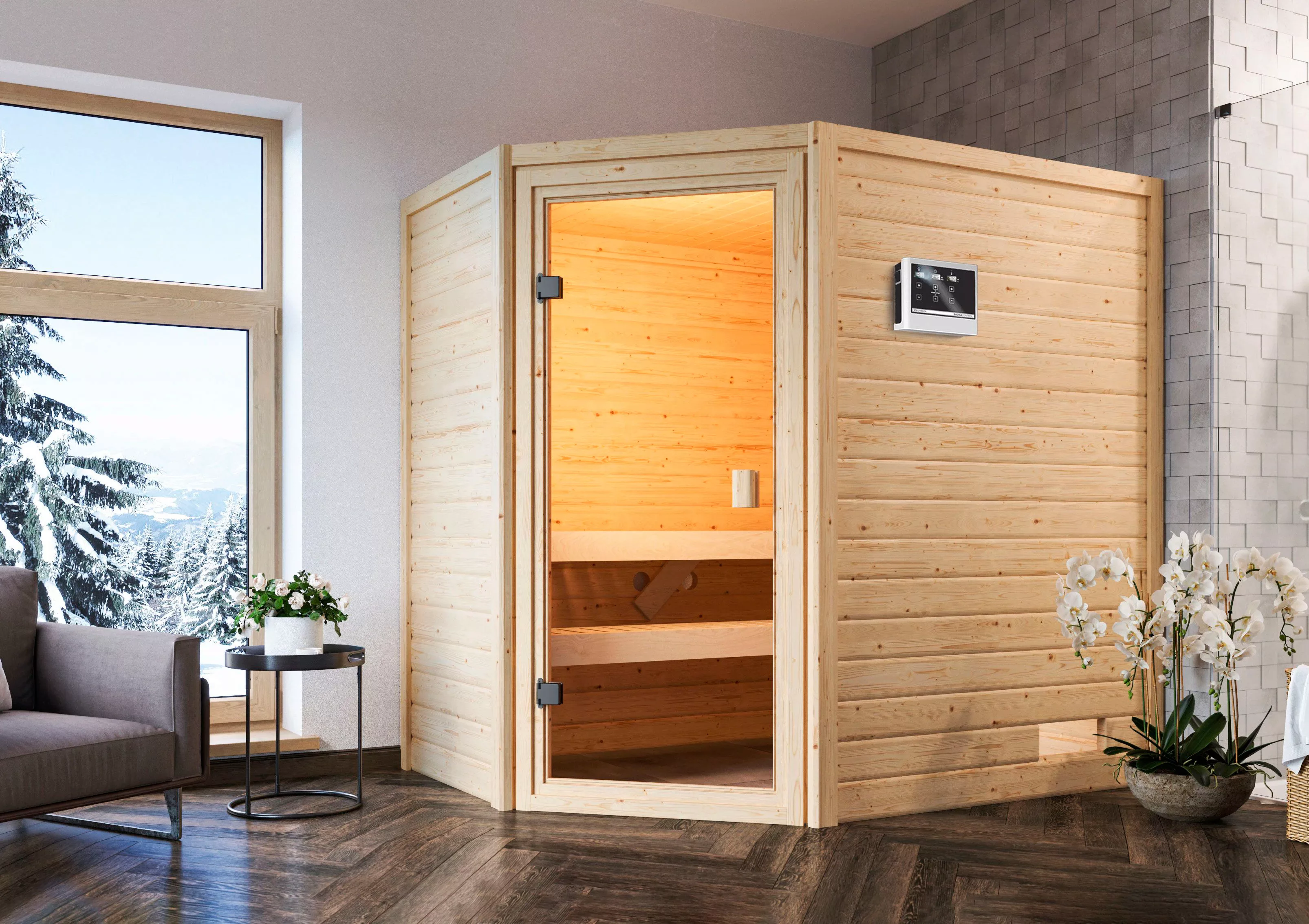 welltime Sauna »Juli«, 3,6-kW-Plug & Play Ofen mit ext. Steuerung günstig online kaufen