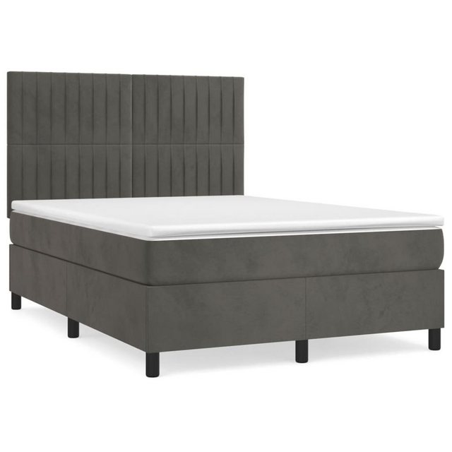 vidaXL Bettgestell Boxspringbett mit Matratze Dunkelgrau 140x200 cm Samt Be günstig online kaufen