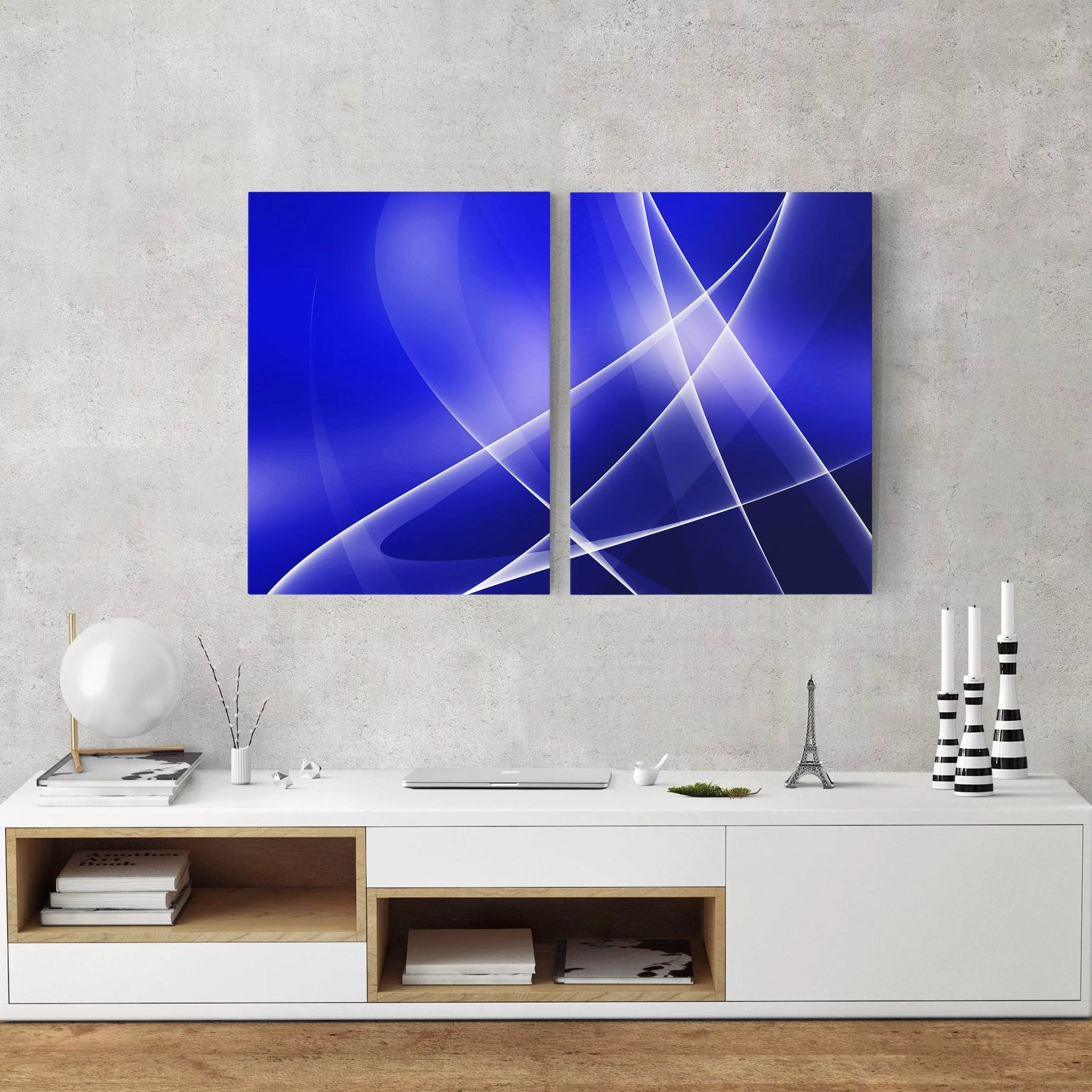 2-teiliges Leinwandbild Abstrakt - Querformat Blue Disco günstig online kaufen