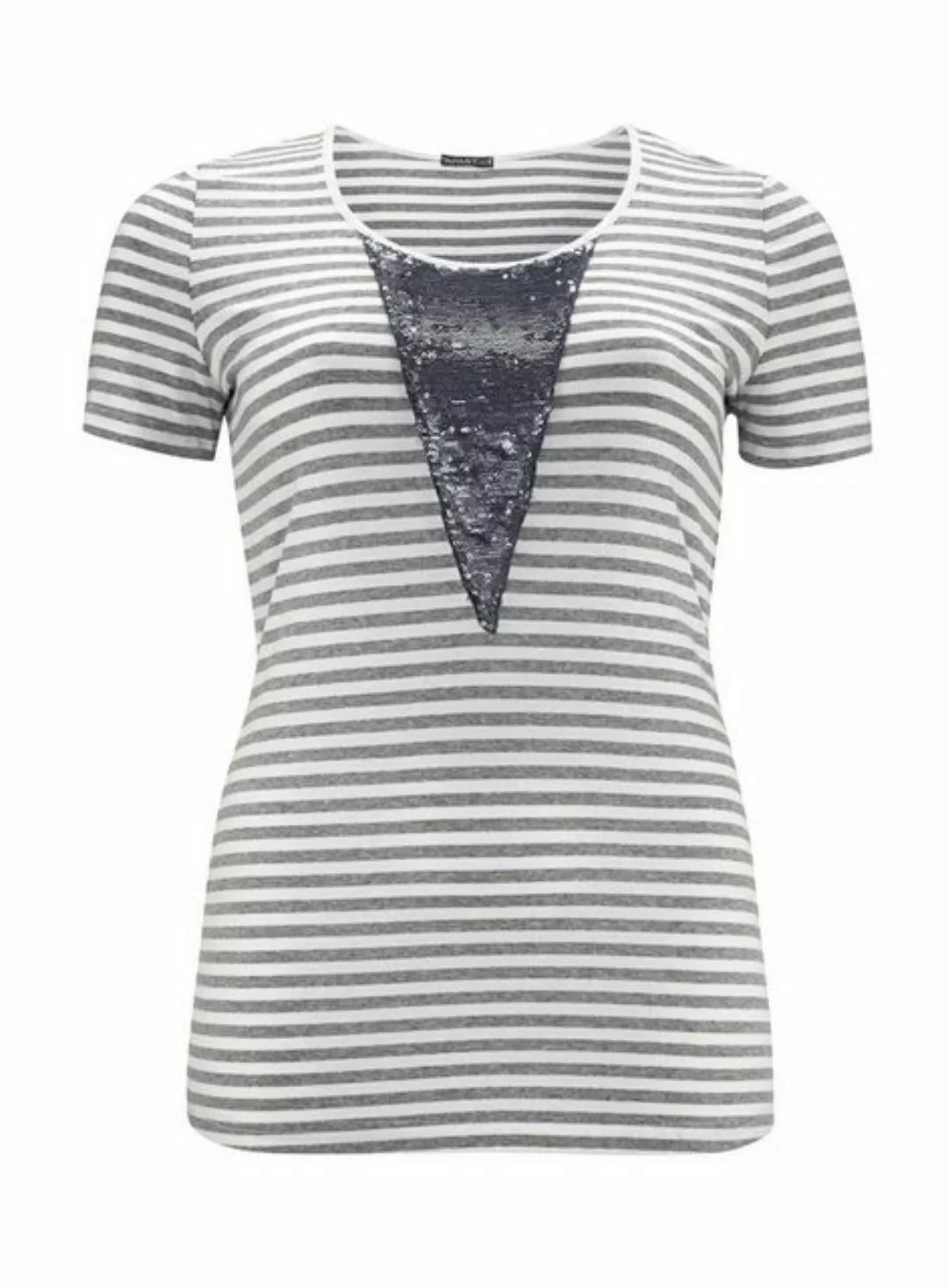 Apart Rundhalsshirt Apart Damen Designer-Shirt, grau-weiß günstig online kaufen