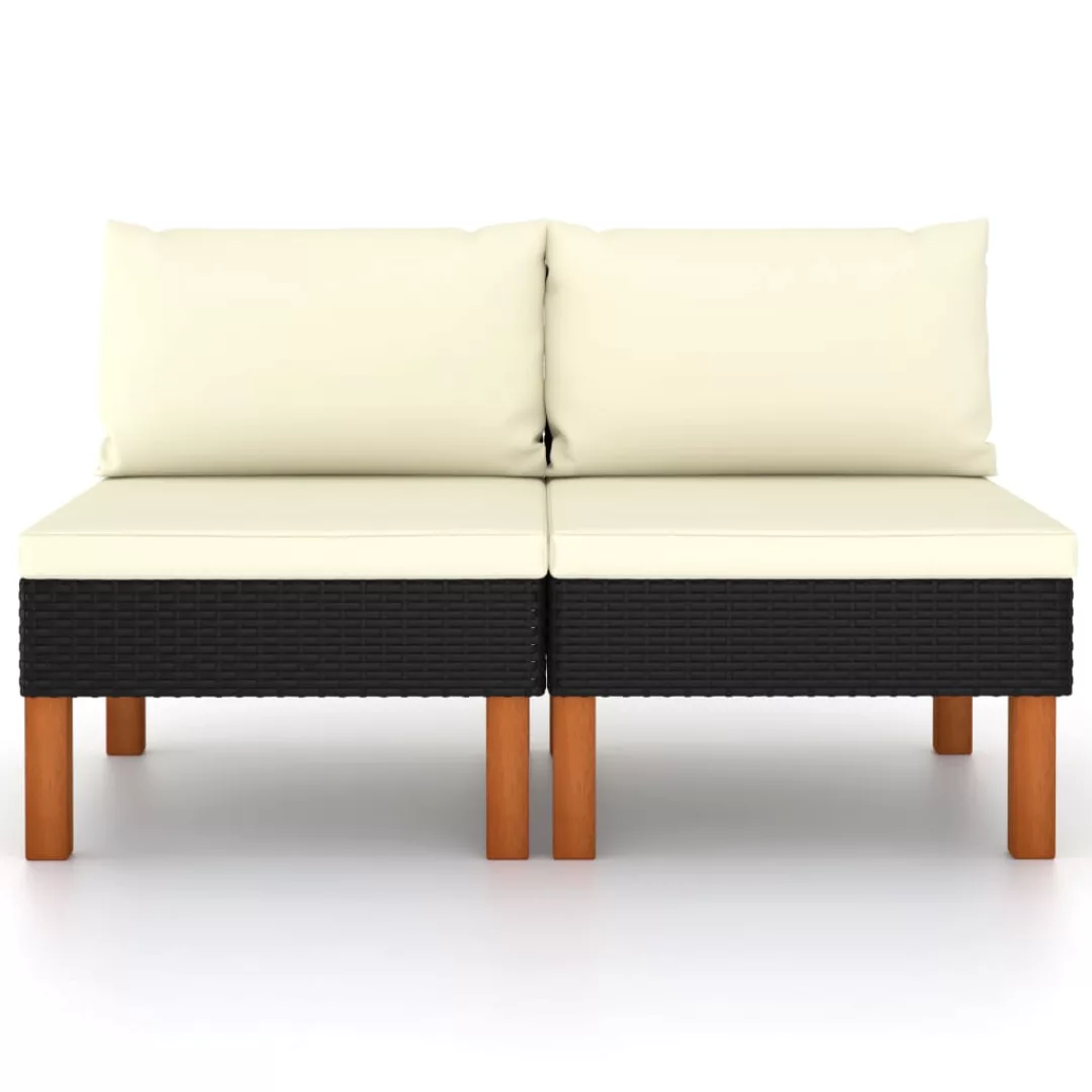 Mittelsofas 2 Stk. Poly Rattan Und Eukalyptus Massivholz günstig online kaufen