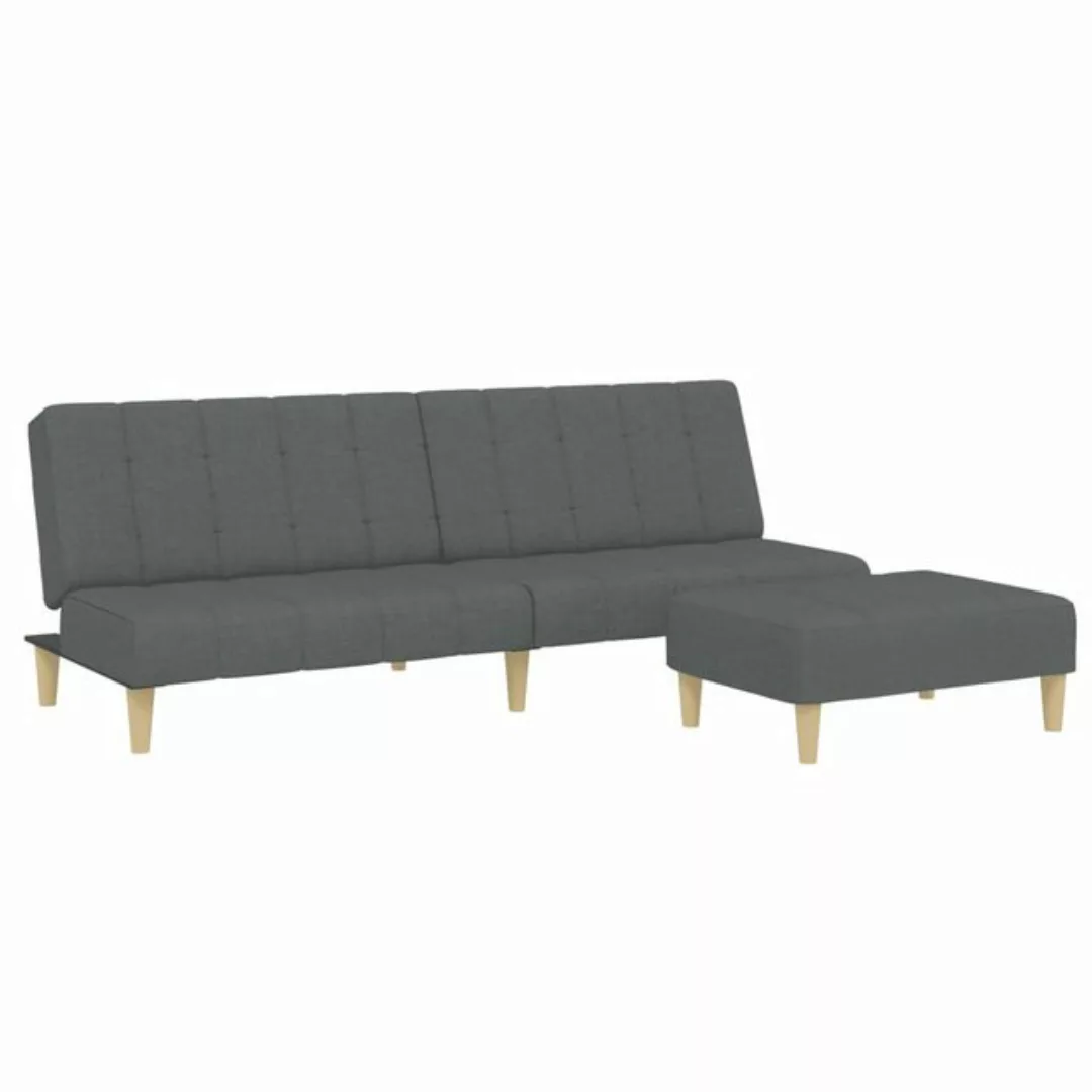 vidaXL Sofa, Schlafsofa 2-Sitzer mit Fußhocker Dunkelgrau Stoff günstig online kaufen