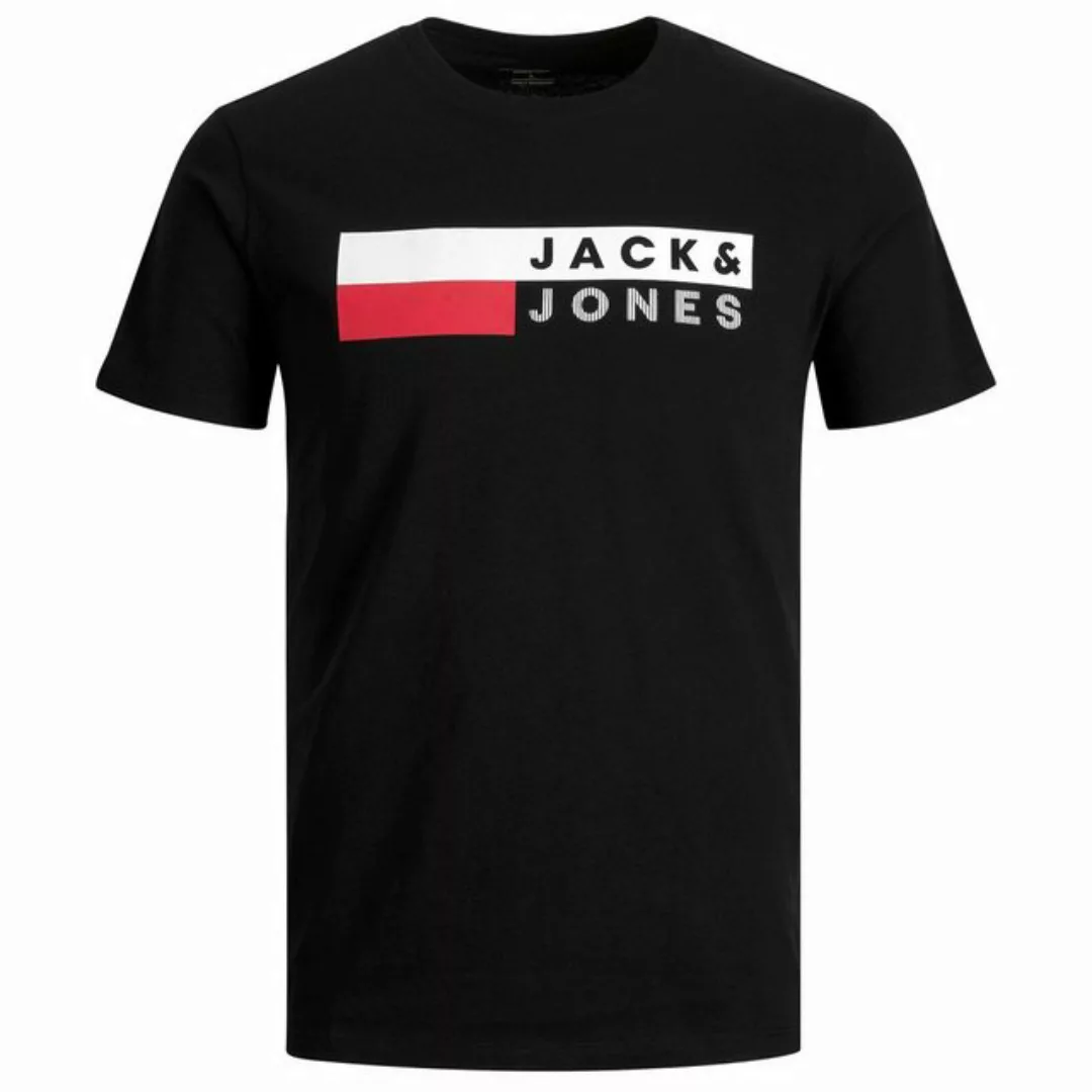 Jack & Jones Rundhalsshirt Große Größen Herren Logo T-Shirt schwarz JJECORP günstig online kaufen
