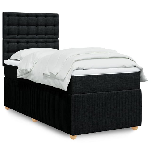 vidaXL Boxspringbett, Boxspringbett mit Matratze Dunkelbraun 90x200 cm Stof günstig online kaufen