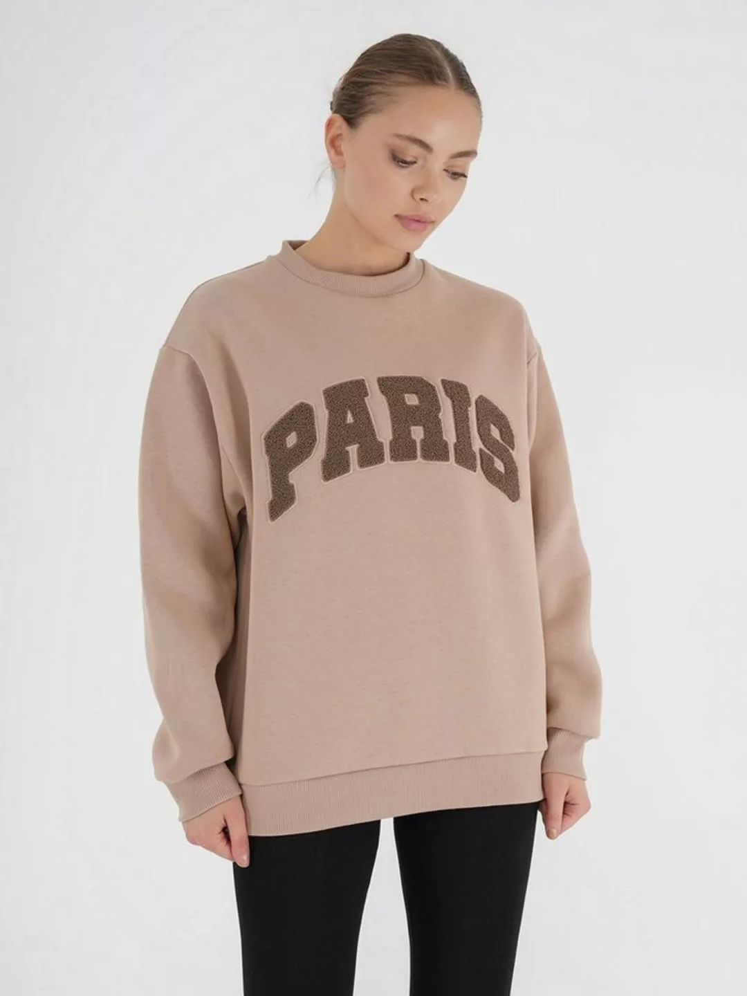 Freshlions Sweater Freshlions Paris Embroidery Oversize Sweater beige M günstig online kaufen