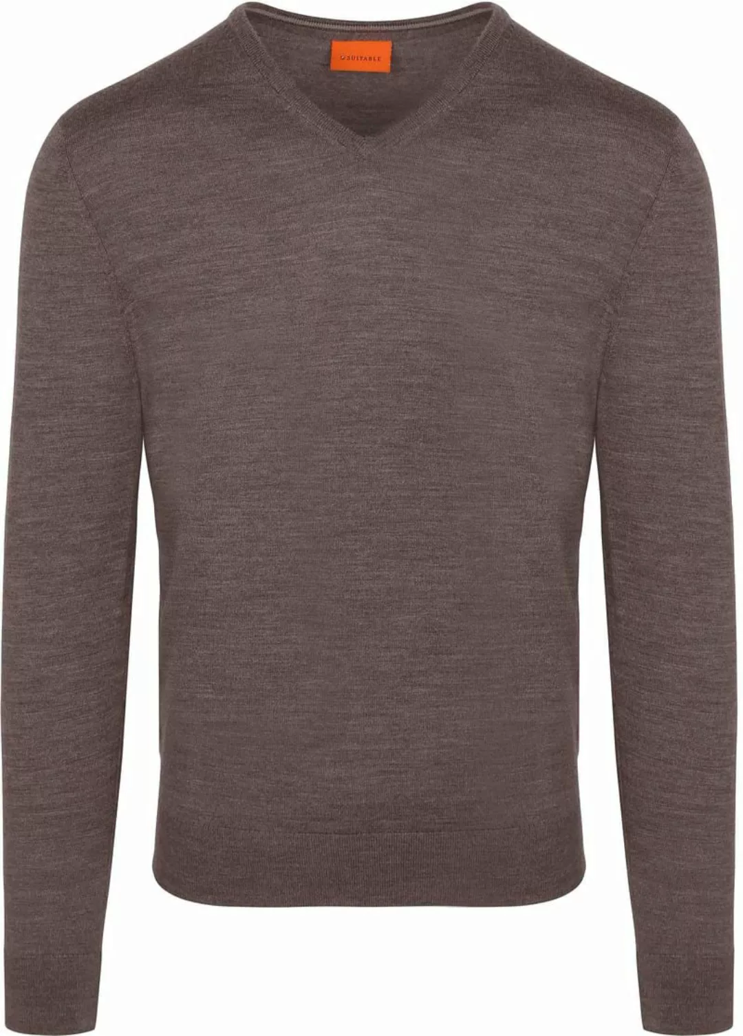 Suitable Merino Pullover V-Ausschnitt Taupe - Größe L günstig online kaufen