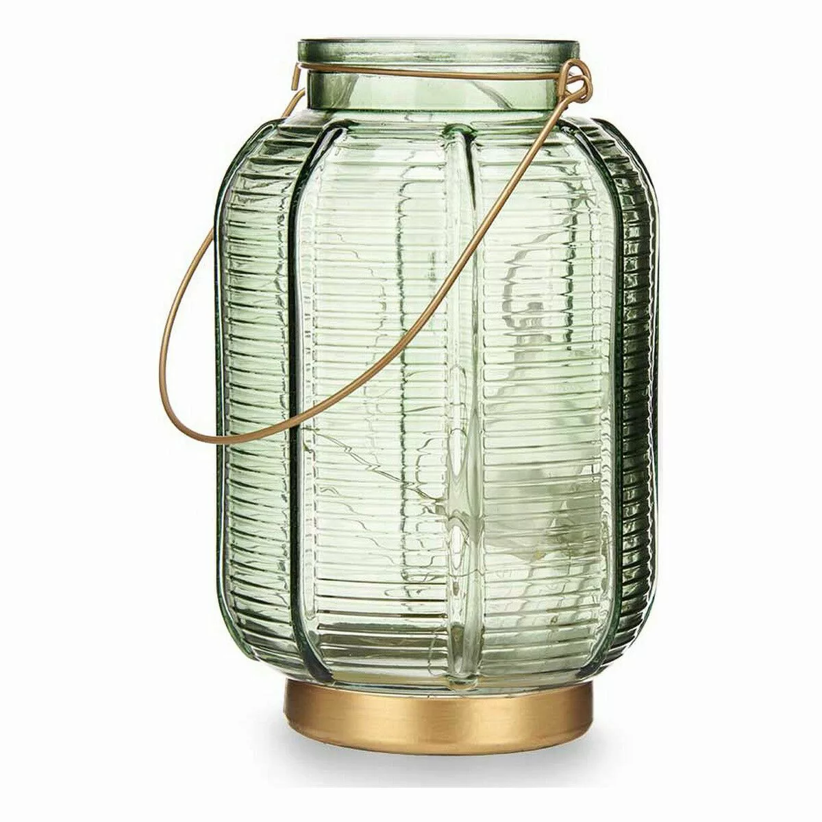 Led-laterne Streifen Golden Grün Glas (13,5 X 22 X 13,5 Cm) günstig online kaufen