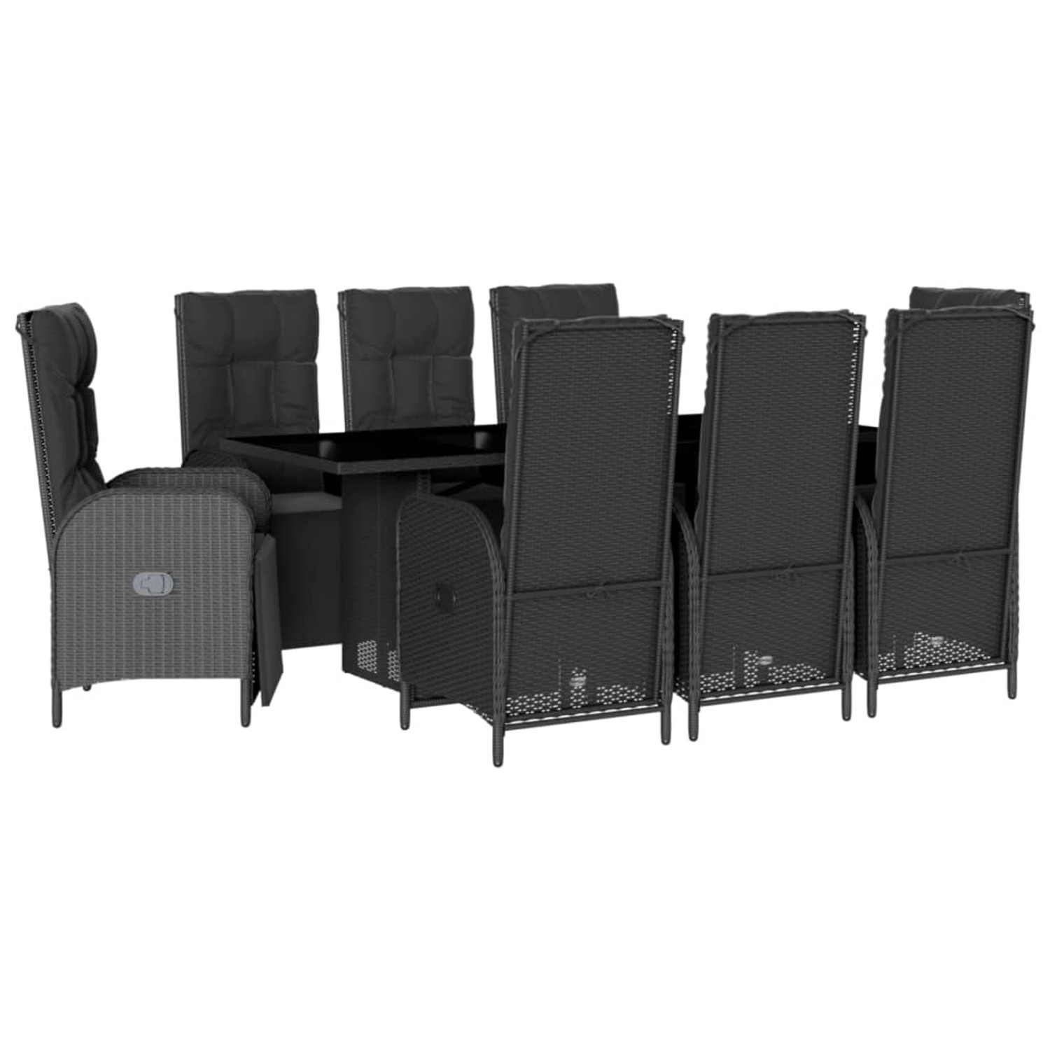 vidaXL 9-Tlg Garten-Essgruppe mit Kissen Schwarz Poly Rattan 3213531 günstig online kaufen