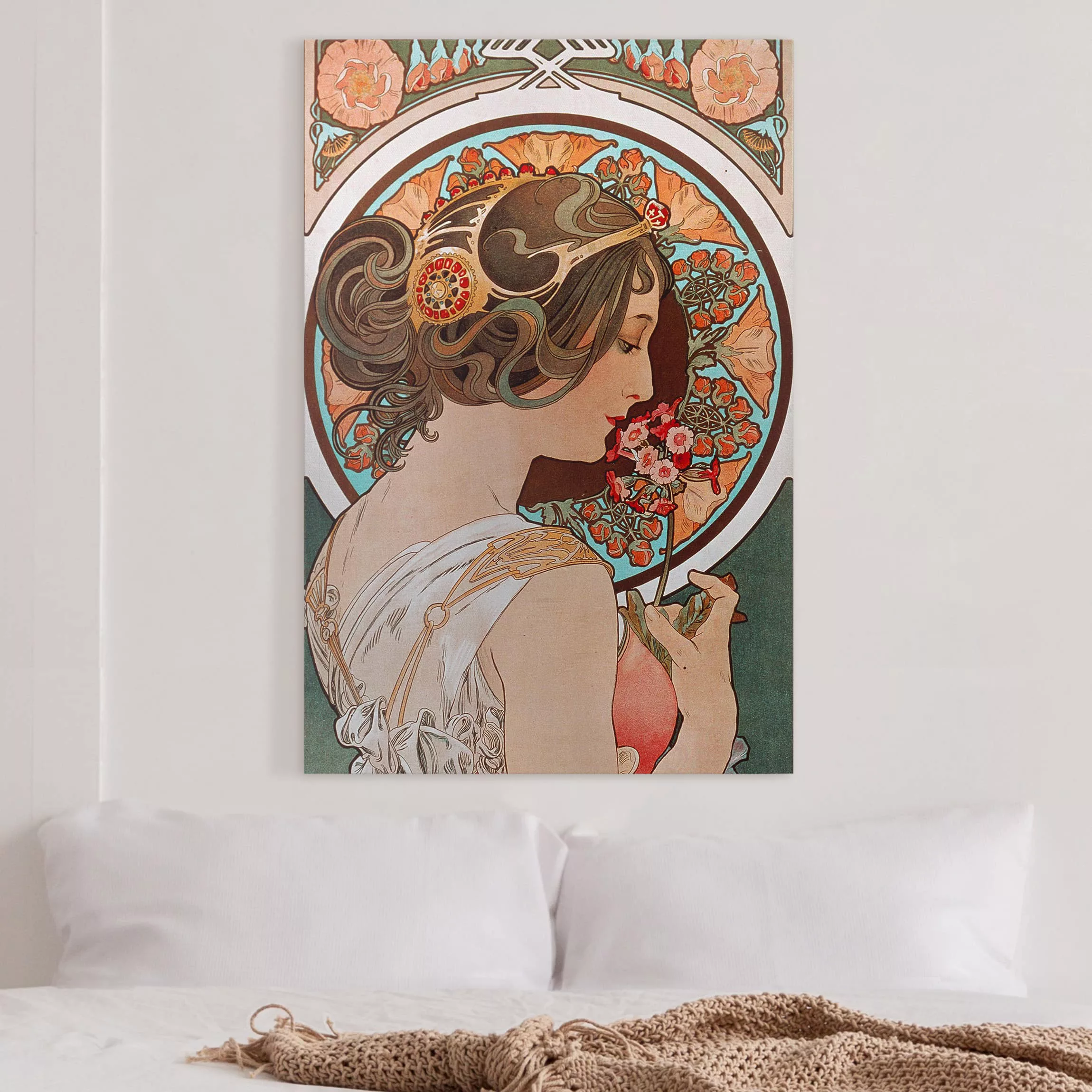 Leinwandbild Portrait - Hochformat Alfons Mucha - Schlüsselblume günstig online kaufen