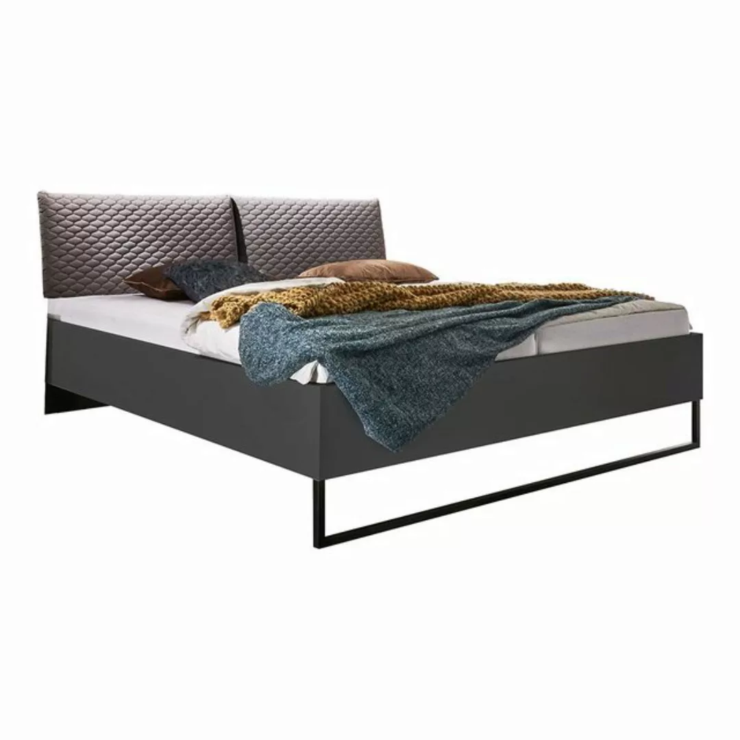 Doppelbett Ehebett, 160cm, in graphit mit Polsterkopfteil, AGAETE-43, B/H/T günstig online kaufen