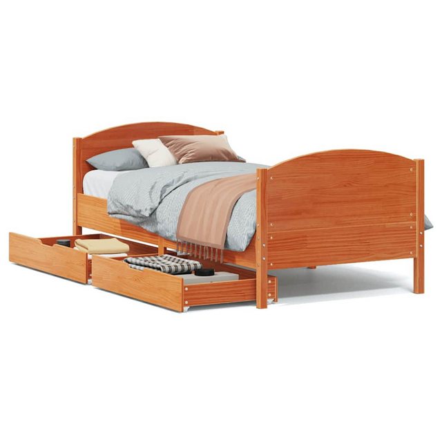 vidaXL Bett, Massivholzbett ohne Matratze Wachsbraun 75x190 cm Kiefernholz günstig online kaufen