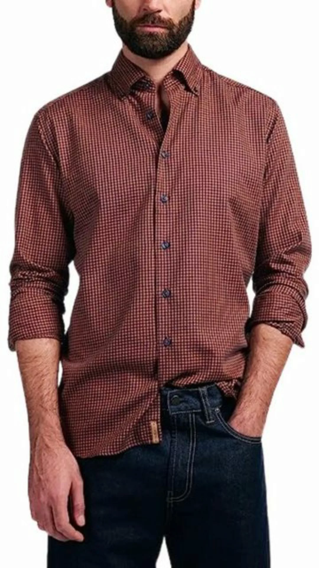 Eterna Langarmhemd nachhaltig gefertigtes Langarm Hemd, Regular Fit kariert günstig online kaufen