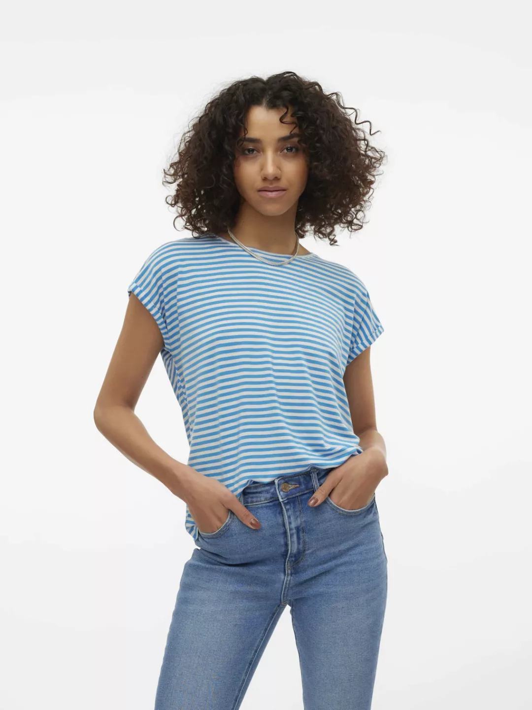 Vero Moda Rundhalsshirt "VMAVA PLAIN SS TOP STRIPE GA JRS NOOS" günstig online kaufen