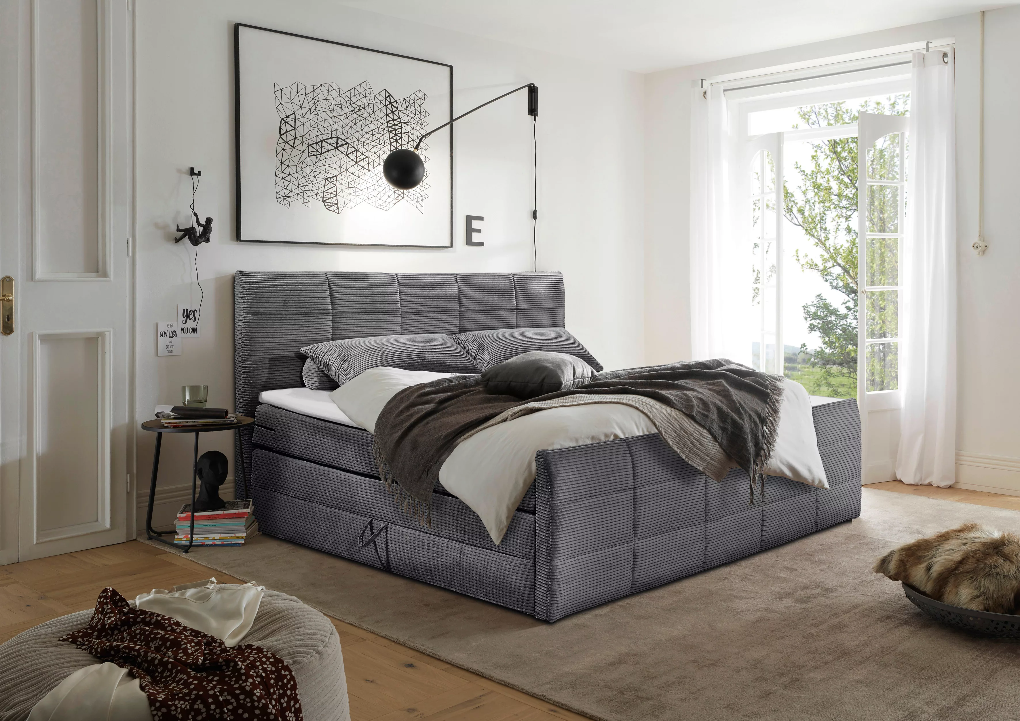 ED EXCITING DESIGN Boxspringbett "Bolivia", harte Seite mit Kokosmatte, wei günstig online kaufen