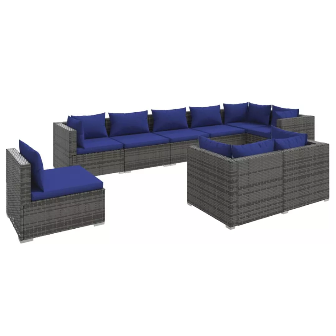 Vidaxl 9-tlg. Garten-lounge-set Mit Kissen Poly Rattan Grau günstig online kaufen