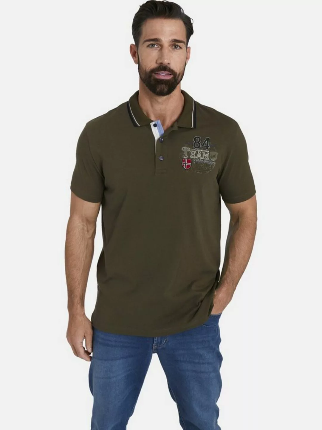 Jan Vanderstorm Poloshirt DANKFRIED im Comfort Fit mit Print günstig online kaufen