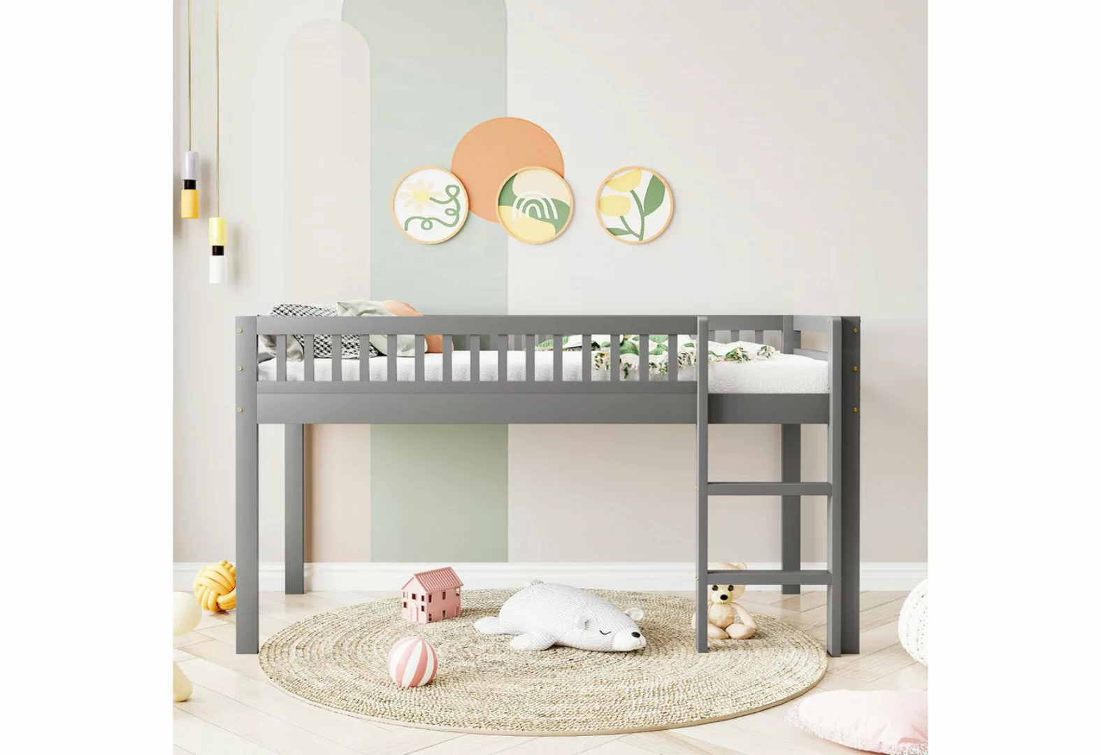 OKWISH Kinderbett Holzbett Gästebett Jugendbett (mit Lattenrost, mit Sicher günstig online kaufen