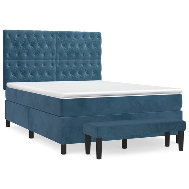 vidaXL Boxspringbett Boxspringbett mit Matratze Dunkelblau 140x190 cm Samt günstig online kaufen