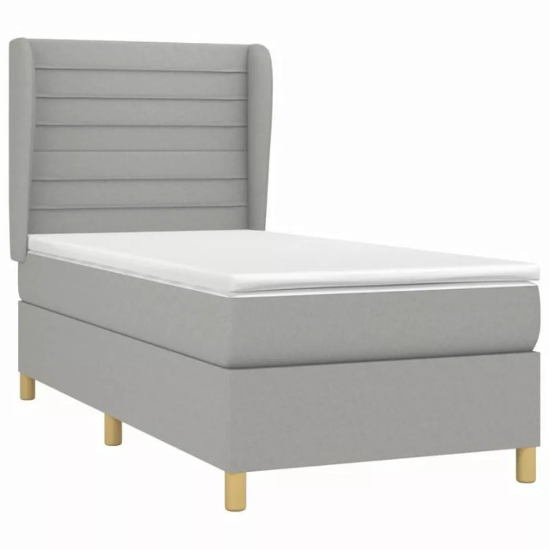 vidaXL Boxspringbett Boxspringbett mit Matratze Hellgrau 90x200 cm Stoff Be günstig online kaufen