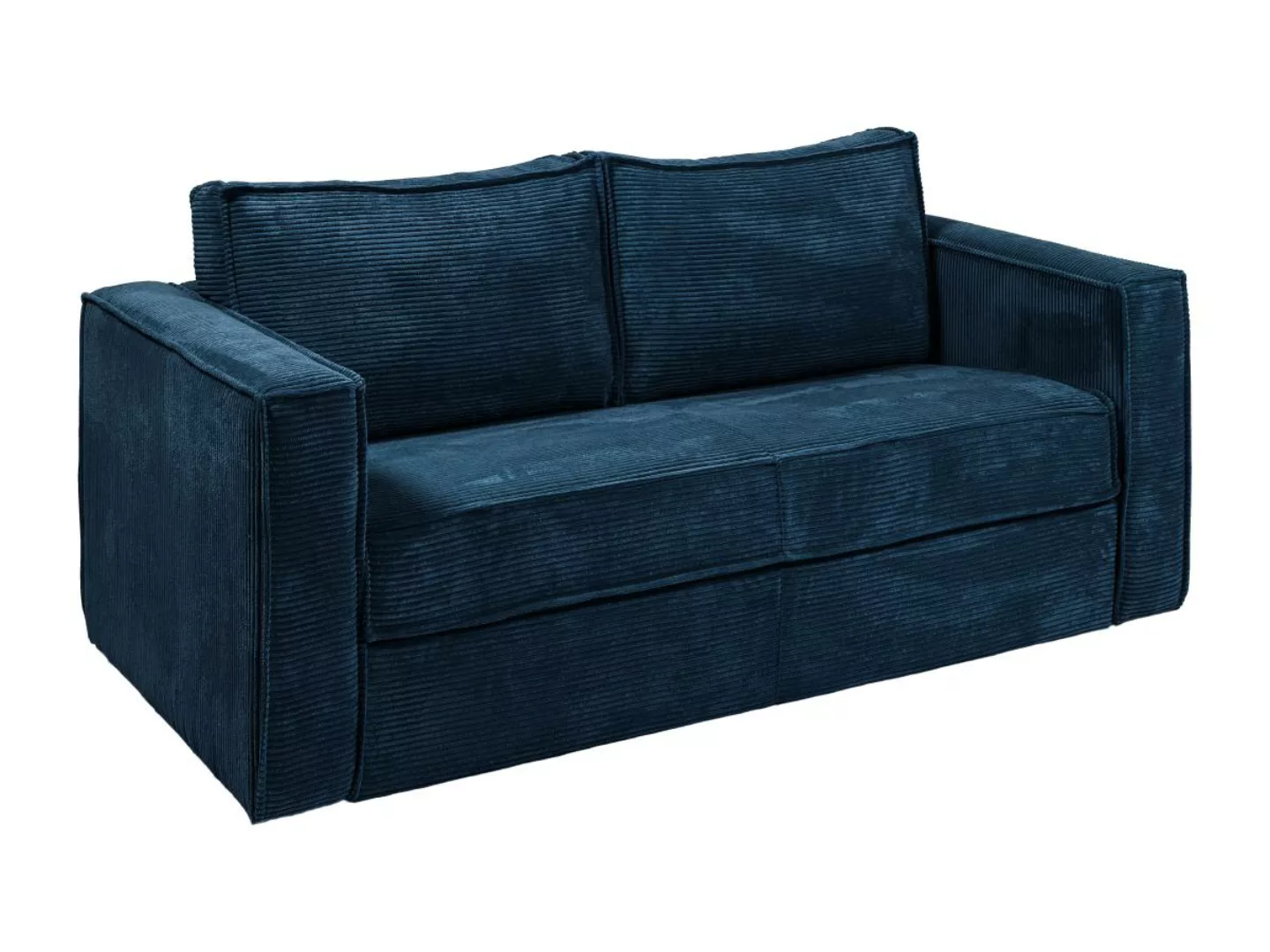 Schlafsofa mit Matratze 3-Sitzer - Cord - Blau - Liegefläche mit Lattenrost günstig online kaufen