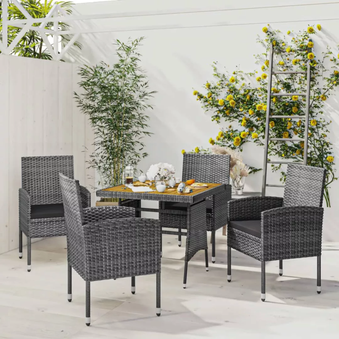 Vidaxl 5-tlg. Garten-essgruppe Poly Rattan Grau günstig online kaufen