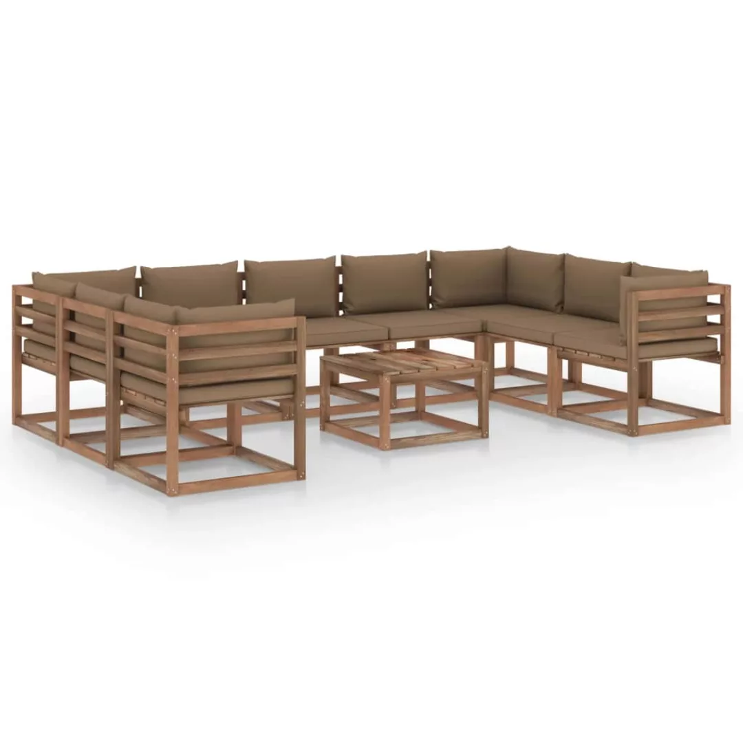 10-tlg. Garten-lounge-set Mit Taupe Kissen günstig online kaufen