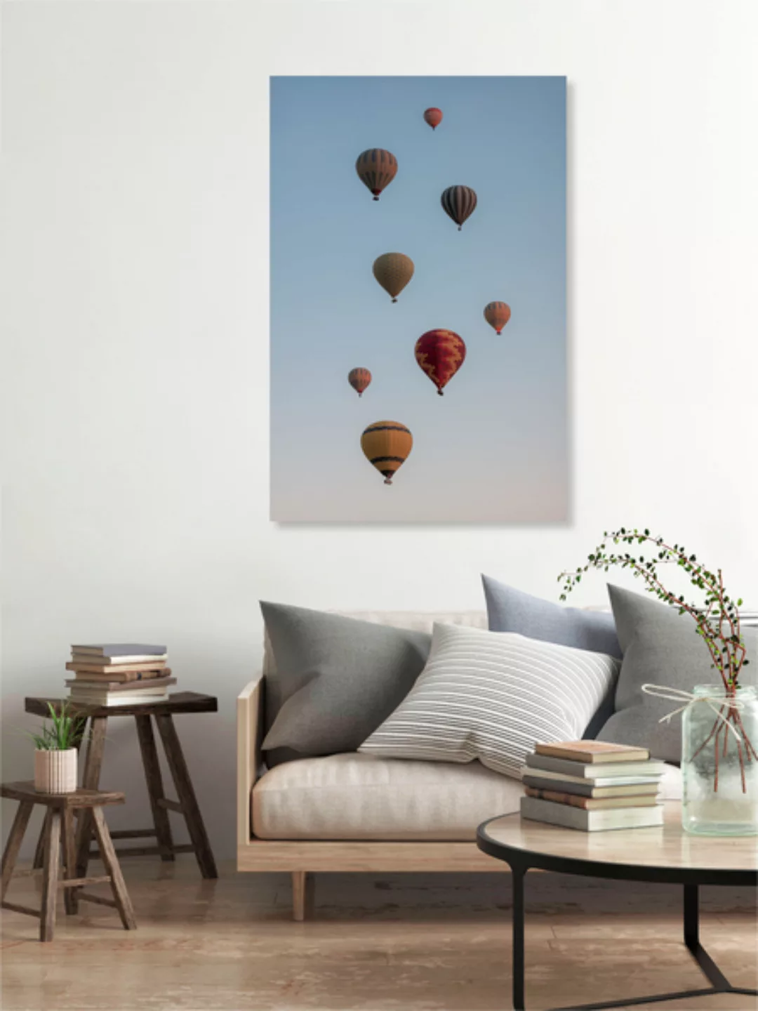 Poster / Leinwandbild - Hot Air Balloon Flock günstig online kaufen