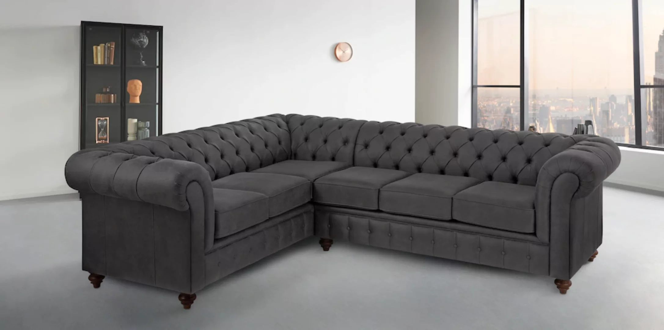 Home affaire Chesterfield-Sofa "Chesterfield Ecksofa, auch in Leder L-Form" günstig online kaufen