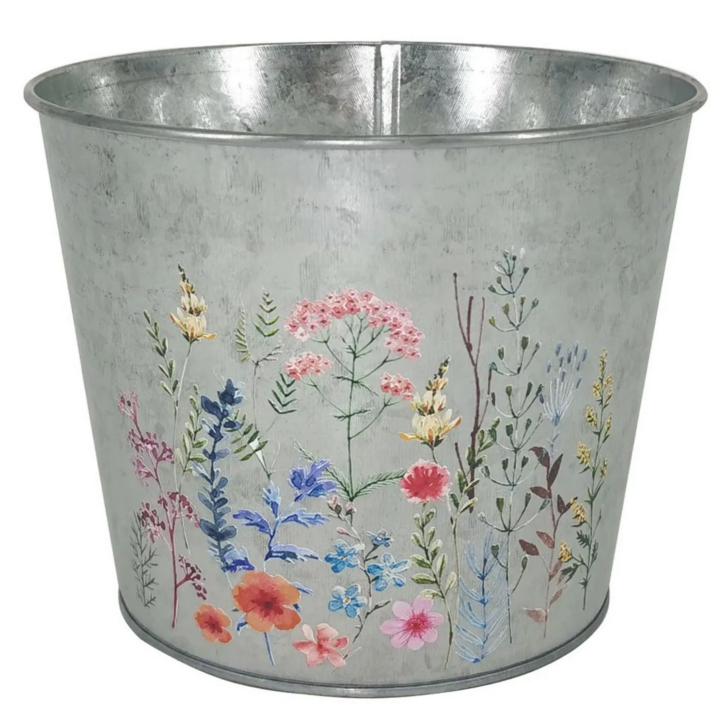 A.H.G.Übertopf Metall Verzinkt Rund Blumenaufdruck Ø 17,5 cm x 14 cm Silber günstig online kaufen