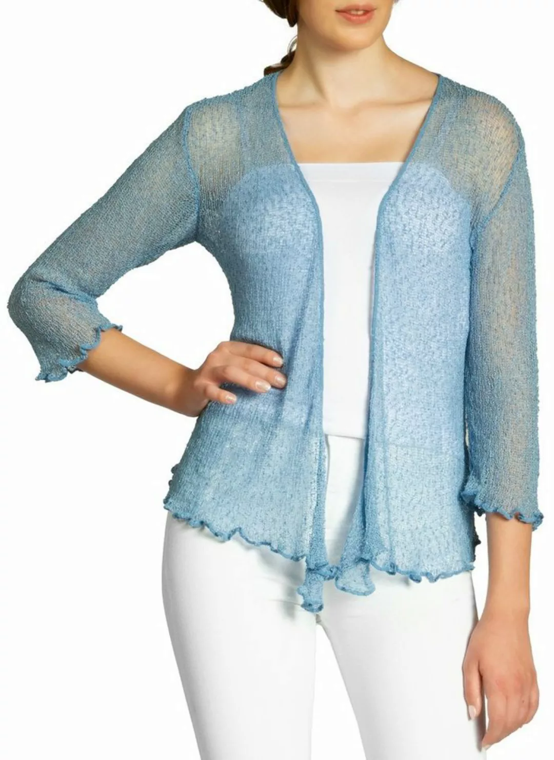 Caspar Strickjacke STJ022 angenehm leichter Damen Sommer Bolero mit 3/4 Arm günstig online kaufen