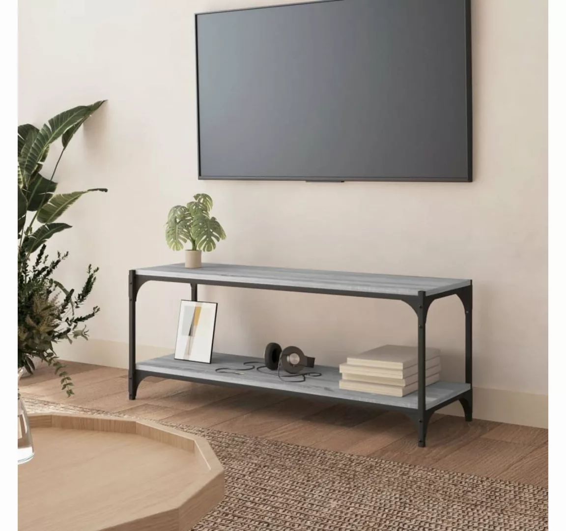 furnicato TV-Schrank Grau Sonoma 100x33x41 cm Holzwerkstoff und Stahl günstig online kaufen