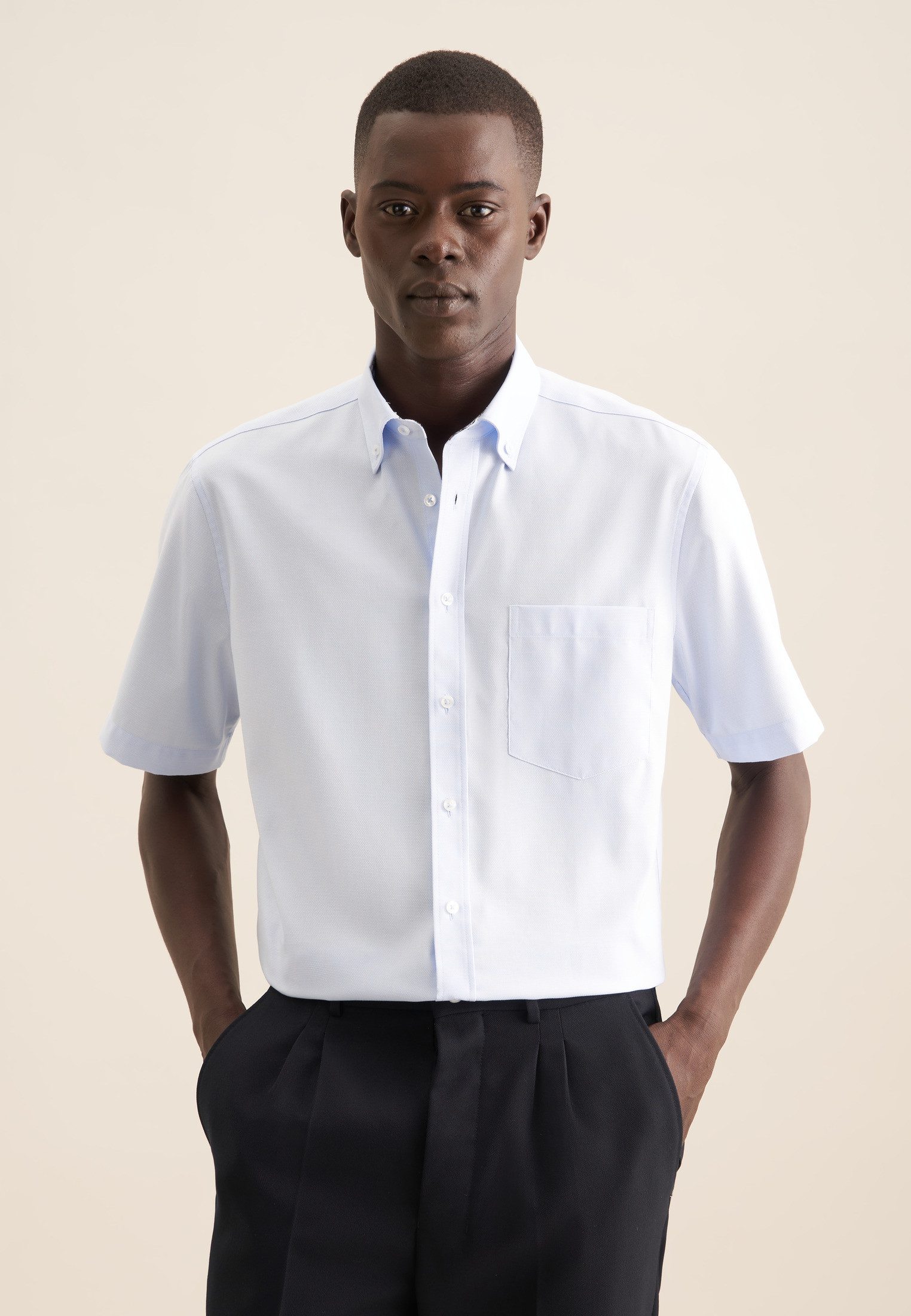 seidensticker Businesshemd "Comfort", Comfort 1/2 Button-Down-Kragen Strukt günstig online kaufen